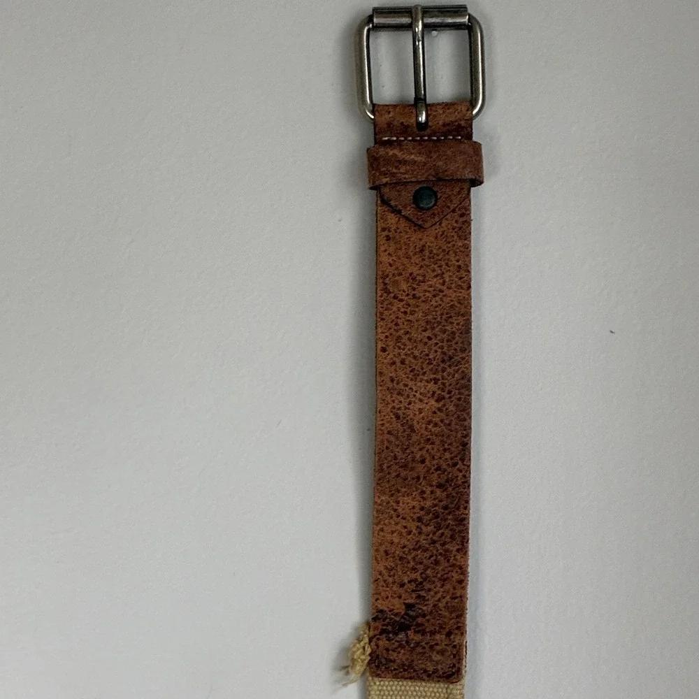 Y2K Flacco Roma Belt‎ Studded Crystal Canvas Leather Distressed Boho Festival